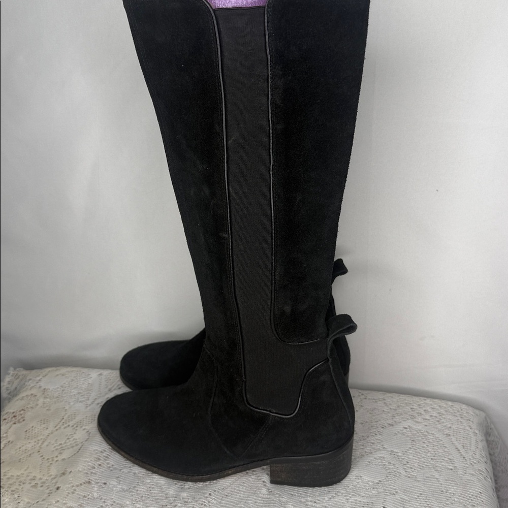 Modern Vintage suede leather black knee high made in Spain boots sz 8 - Picture 5 of 8